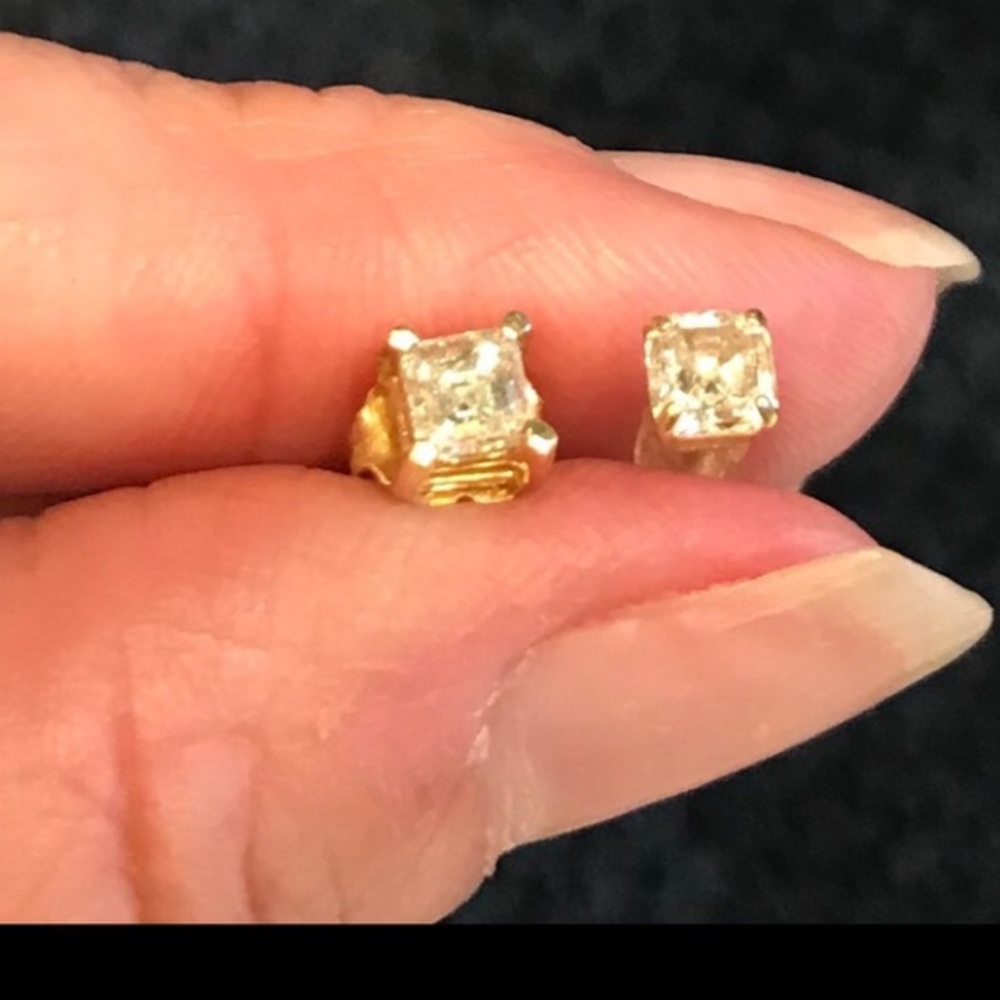 Square Emerald Cut Diamond Earrings